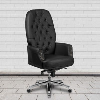 Flash Furniture BT-90269H-BK-GG High Back Traditional Tufted Leather Multifunction Executive Swivel Chair with Arms in Black